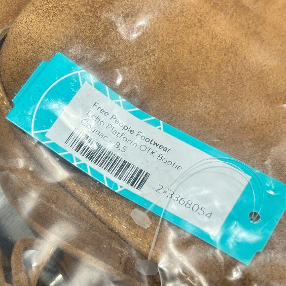 NWT FREE PEOPLE Suede Echo Platform Over The Knee Boots 8.5 Cognac Tan Camel - Picture 5 of 9